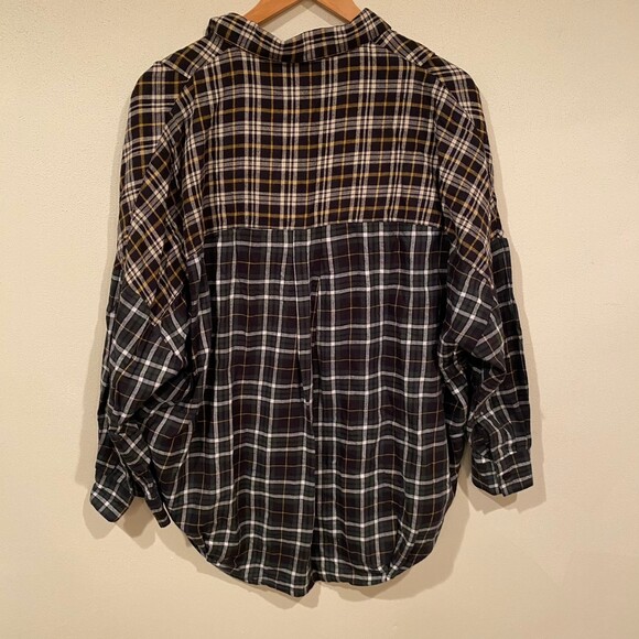 French Connection Size M Penita Popover Multi Checkered Plaid Baggy 90's Grunge - Picture 4 of 7